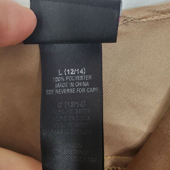 Secret Treasures Y2K Babydoll Tank Top Satin Slip Brown Eyelet Cutouts Womens L - Picture 7 of 9